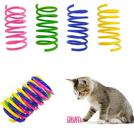 Lot de 30 jouets à ressort en plastique coloré pour chat, chaton, animaux de compagnie