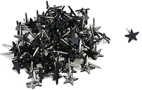 Dnyta 100 Stück schwarze Stern-Pinnnadeln, 11 x 13 mm, dekorative Reißzwecken | DIY handgefertigte kreative Pinnnadeln für Korktafel, Pinnwand, Fotos, Wand oder Heimdekoration, Zuhause und Büro