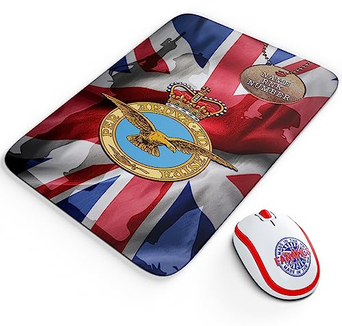 Personalised Military Mouse Mat Royal Air Force Crest RAF Mousemat Computer Mouse Pad Work Office PC Union Jack Veteran Army Gift MUP73