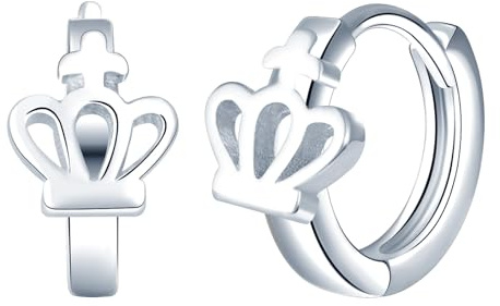 Yumilok Damen Ohrringe Ohrstecker Krone creolen klein 925 Sterling Silber Ohrmanschette Earcuffs Knorpel