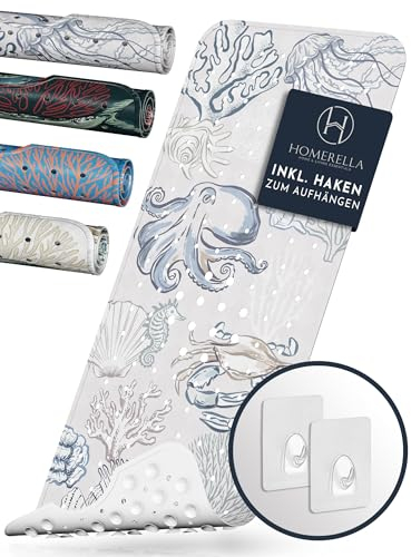 homerella® Badewannenmatte rutschfest 100x40cm, INKL. Haken, rutschfeste Badematte BPA frei, Duschmatte rutschfest, Antirutschmatte Badewanne Baby, Rutschmatte Badewanne Kinder, schimmelresistent