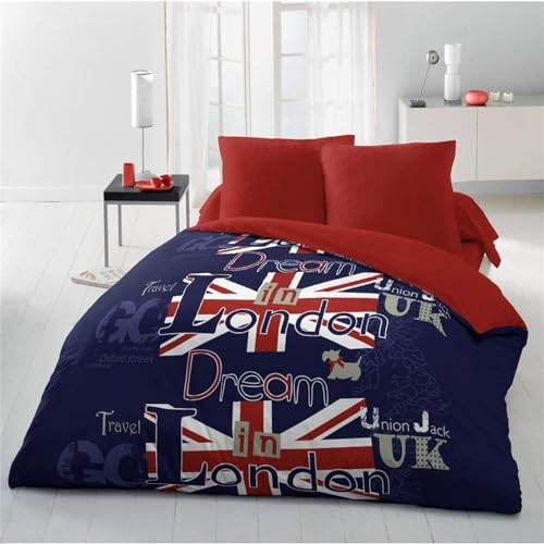 Bettwäsche 135x200 London Muster Weich Bequem Atmungsaktiv Hypoallergen 3D Sommerbettwäsche Bettwäsche Set + 1 Kissenbezug 80x80 cm,Geeignet für Jungen Mädchen Kinder