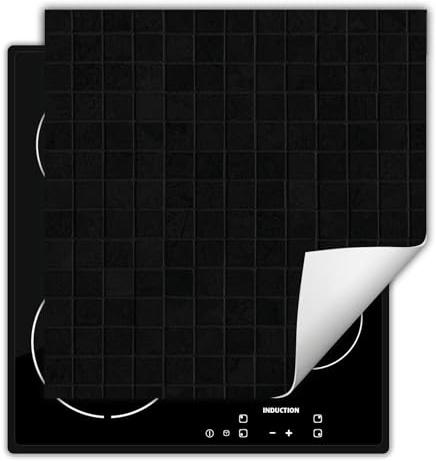 DarHaus Piastra di copertura per fornelli 50x52 cm Copri piano cottura vinile - nero - piatto