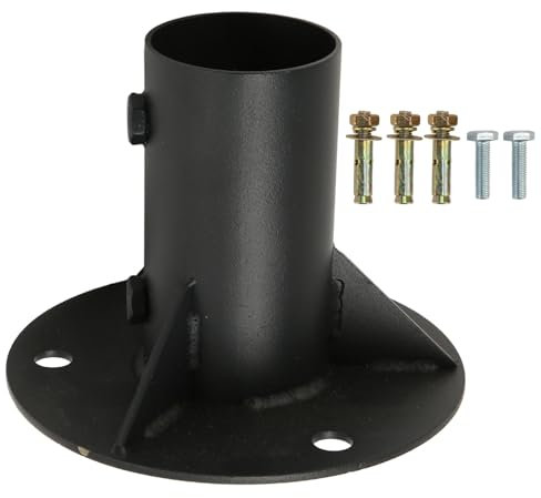 Tyenaza Base per Palo da 65 mm, Supporto Regolabile Rotonda con Flangia da Pavimento con Viti di Fissaggio Laterali, per Cassette Postali e Bandiere