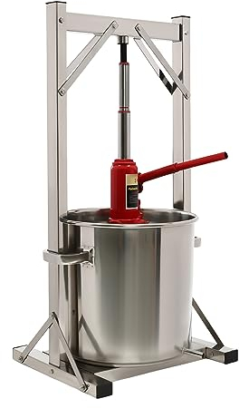 22L Torchietto per Frutta Torchio per Uva Acciaio inox 304 Torchietto Premitutto 3T Pressione Torchio per Melanzane Dotato di Secchio con Rete Filtrante Torchietto per Melanzane
