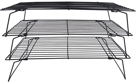 Stackable Cooling Rack, 33cm Iron Cooking Rack, 3 Layer Non-Stick Coating Cooling Rack, Foldable Oven Rack, Small Space Saving Oven Rack,