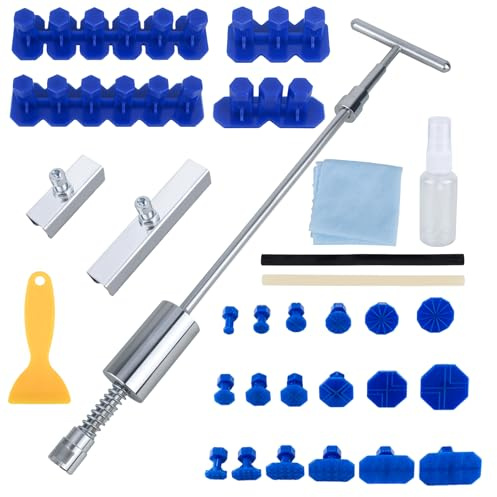 XTDMJ Ensemble de 30 pièces pour réparation de bosses, kit d'outils de débosselage pour voiture, extracteur T Bar pour réparation automobile, kit de débosselage sans peinture pour l'élimination des