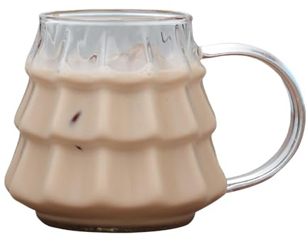 YRTUOP Christmas Tree Glass Mug - Tree Shaped Coffee Cup with Handle for Birthday, Christmas Funny Present