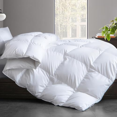 Cosybay Twin Size Feather Down Fiber Comforter - Ultra Soft 100% Cotton Duvet Insert, All Season Hotel Luxury Bedding with Corner Tabs, 68x90 White
