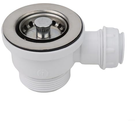 Kit de desagüe de acero inoxidable para fregaderos de cocina estándar con drenaje de 70 mm de diámetro y cesta de fácil extracción