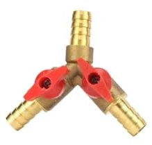 MEXEWORD 8mm 10mm Barbed 3-Way Brass Ball Valve Y-Shaped Equal Diameter Water Splitter Home Natural Gas Water Heater Pipe Tube Controller(8mm)