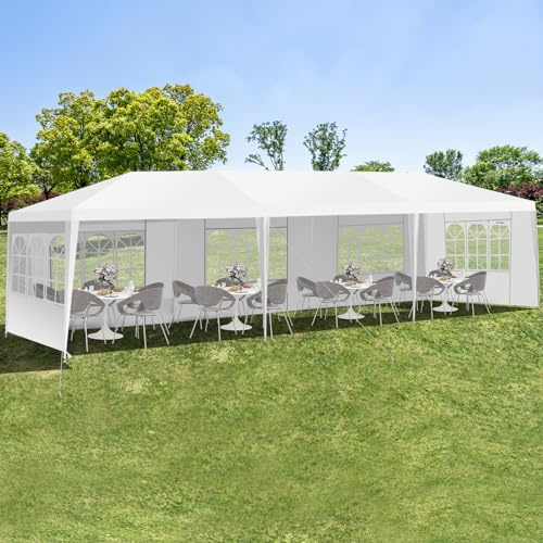 RELAX4LIFE Gazebo Giardino 3x6M/3x9M Modulare con 0/4/5/6/8 Pareti e Finestre, per Feste/Matrimoni/Mercati, Resistente a Pioggia e Sole, Facile Montaggio (3X9M-5 Pannelli Laterali)