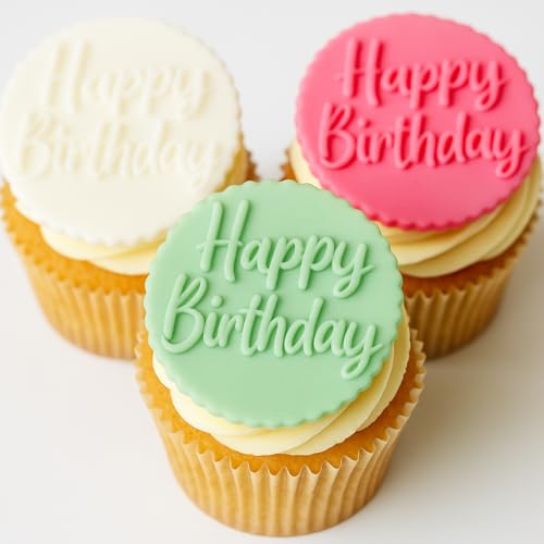 Happy Birthday Icing Stamp Embosser Stamp Fondant for Biscuits, Cookies, Cupcake Topper Decorations for Birthdays (75mm)