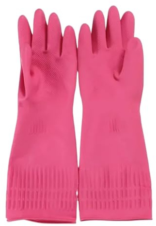JCXIOC Cleaning Gloves Kitchen Cleaning Latex Dish Washing Gloves Rubber Thickened And Lengthened Household Laundry Gloves for Cleaning(Rose red-38cm,111 * 92cm)