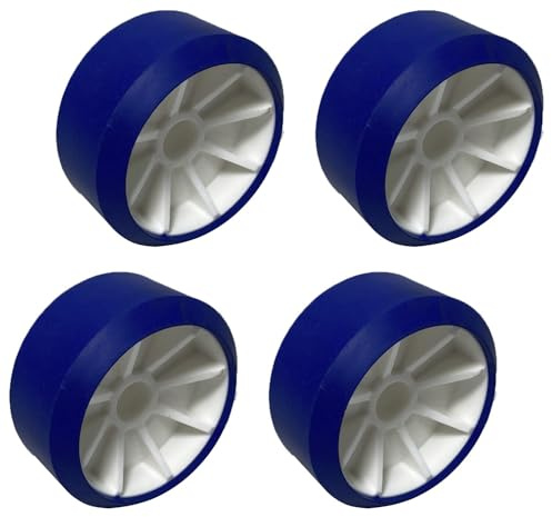 Rebadis Lot de Galets Bleu pour remorque Bateau diamètre 120mm, entraxe 22mm, Rouleau bi-matière Ultra résistant et Non tachant, Fabriqué en France