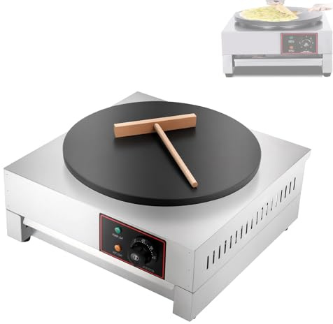 ZHJOPP Crêpière électrique Commerciale, Machine à crêpes antiadhésive 3000W, température réglable, poêle à crêpes en Acier Inoxydable, adaptée aux Tortillas, crêpes, œufs, Bacon