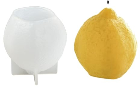 Stiesy Stampi per candele a forma di limone, per realizzare candele, 3D in silicone a forma di frutta, stampo per resina epossidica, per sapone di cera fai da te, per compleanni, anniversari