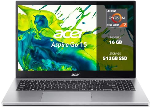 Acer Aspire Go 15, Portátil 15.6 FullHD, Ryzen 7, 16GB RAM, 512GB SSD | AMD Ryzen 7 5825U, AMD Radeon Graphics, Windows 11 Home, Teclado QWERTY Español, Ligero y Rápido para Estudio y Trabajo