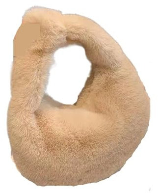 Zymjzbetic Plysch Tote Bag Plysch Axelväska Enkel Stil Fuskpäls, Liten Damväska Håll Underarm, Khaki, Taglia unica