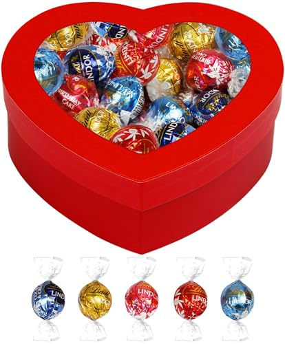 Chocolate Truffles, 30 Individually Wrapped Assorted Filled Truffles In Milk Dark And White Chocolate, Gift Ready Heart Shaped Box