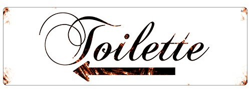 Interluxe METALLSCHILD Shabby Blechschild Vintage TOILETTE PFEIL LINKS Türschild WC Bad