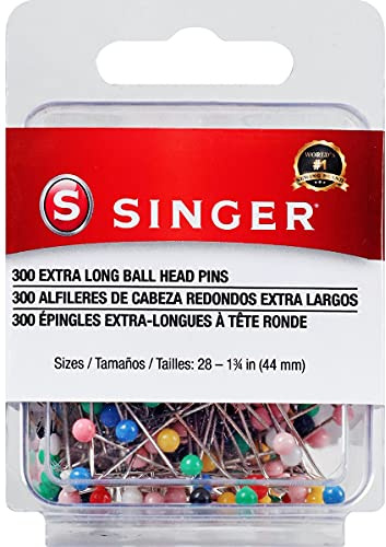 SINGER 00745 X-Long Ball Head Pins, Size 28, 300-Count , Pink