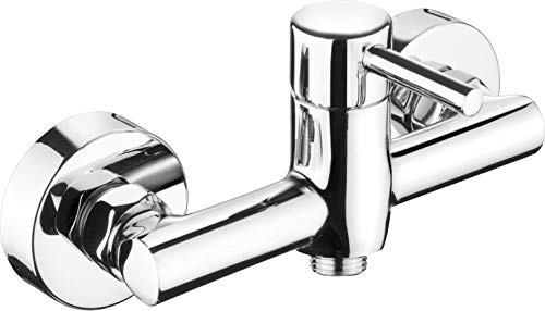 Cornat Brause-Einhebelarmatur Cazin - Hochwertiger Messingkörper - verchromt - 1/2 Zoll Brauseabgang / Einhebelmischer zur Aufputzmontage / Brausebatterie / Duscharmatur / CAZ3 | feinstufige Regulierung – Messingkörper chromfarben – für Armaturen – präzise Temperaturwahl – komfortabel