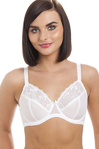 Camille Womens Ladies Jessica Underwired Full Cup Lace White Bra 36B-40F 38DD