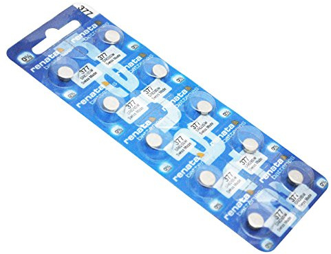 Renata 377 SR626SW Silberoxid-Batterien für Armbanduhr, in der Schweiz hergestellt, niedriger Energiebedarf, 10 Stück