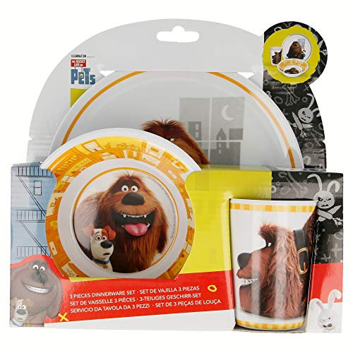 Stor - Disney 84390 La vita segreta degli animali domestici - Set 3 pezzi stoviglie melamina