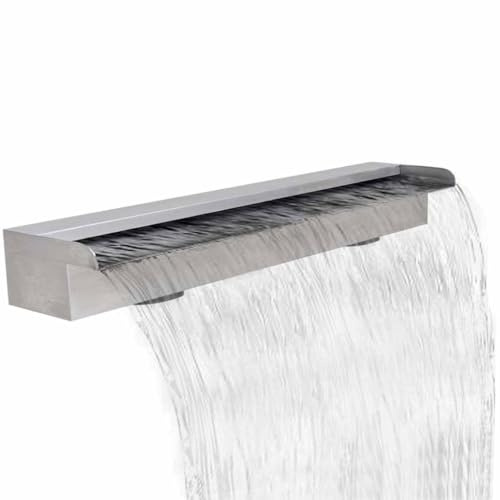 vidaXL Pool-Wasserfall Fontäne Rechteckig Edelstahl 90 cm