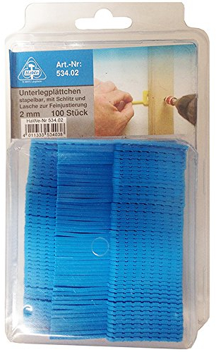 HaWe 534.02 Unterlegplättchen mit Schlitz, Blau, 2 mm,mm, 100 Stück,m