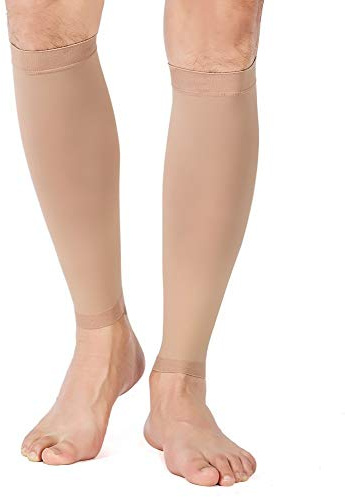 Manchon de Compression de Mollet, 1 Paire – Hommes & Femmes, TOFLY Chaussettes de Compression de Jambe 20-30mmHg pour Shin Splint, Soulage la douleur du mollet, Gonflement - Maternité. Beige M