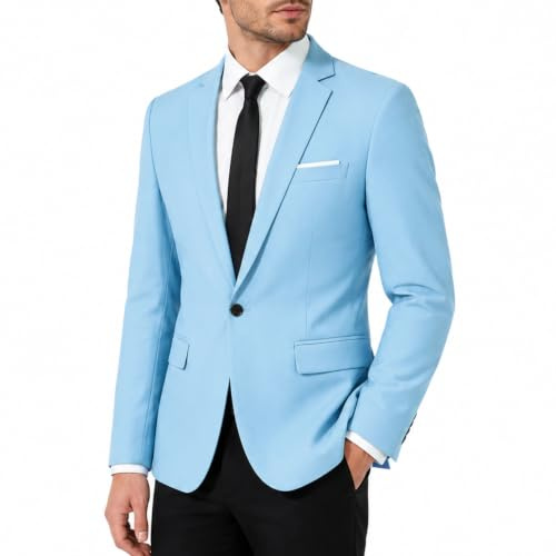 Allthemen Mens Blazer 1 Button Business Casual Suit Jacket | Mens Single Breasted Suit Blazer Lightweight Solid Color Slim Fit Blazer Wedding Tuxedo Smart Blazer