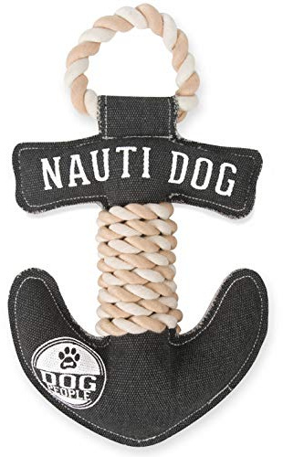 Pavilion Gift Company Nauti Anchor 13 Inch Large Tug of War Rope Sturdy & Durable Canvas Dog Toy, Gray