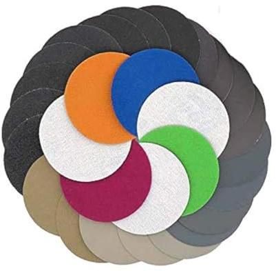 30pcs 150mm / 6 Pulgadas Grano 1000/1500/2000/3000/5000/7000 Discos de lijado en seco de agua Gancho de bucle Papel de lija Hoja de arena de disco de papel de lija redonda