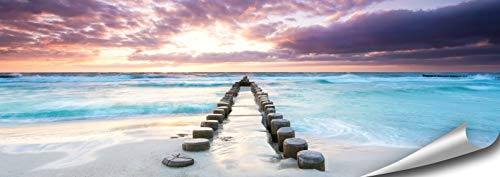 ARTBAY Meer Poster HD XXL - Panorama Kunstdruck - 118,8 x 42 cm | Sonnenaufgang am Meer | Natur Bilder | Premium Qualität