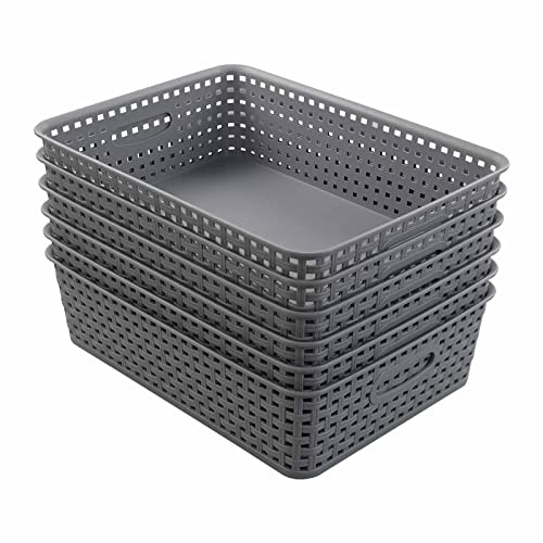 Vcansay Plastic Storage Baskets Tray, A4 Storage File Basket, 6 Packs