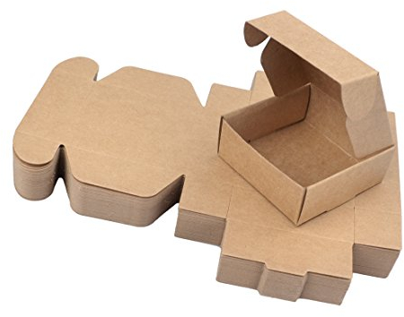 Tongliang 50 Stück Packpapier Geschenk Box Kraftpapier Box Geschenkboxen Braun zum Selber Aufbauen Geschenkschachtel für Geschenke Hochzeit Party L 7,5 x 7,5 x 3 cm