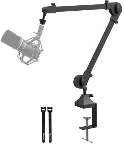 Mikrofonarm mit 5/8-Zoll-Anschluss, Studioarmaufhängung, Scherenständer, verstellbarer Mikrofonständer mit robuster Klemme, für Gesangsaufnahmen, Gaming, Streaming, Podcasting