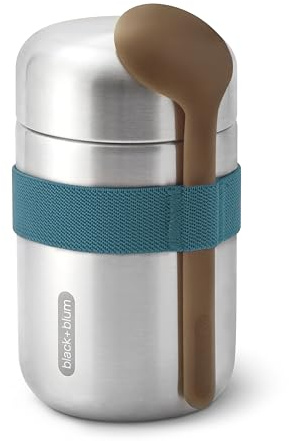 BLACK + BLUM Thermobehälter Essen | Auslaufsicher | 400 ml | Ozeanblau | Thermos Lunchbecher Vakuumisoliert, Edelstahl, 6 Std. Heiß & 8 Std. Kalt, Löffel, Trageschlaufe, BPA-frei, Arbeit & Reise