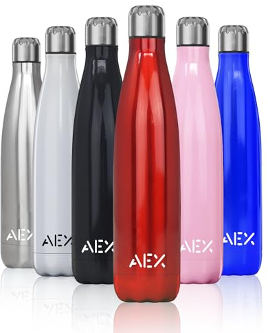 AEX Edelstahl-Wasserflasche, BPA-frei, vakuumisoliert, Metall-Wasserflasche für 12 Stunden heiße und 24 Stunden kalte Getränke, Sportflasche, ideal für Arbeit, Fitnessstudio, Reisen – 1000 ml (rot)