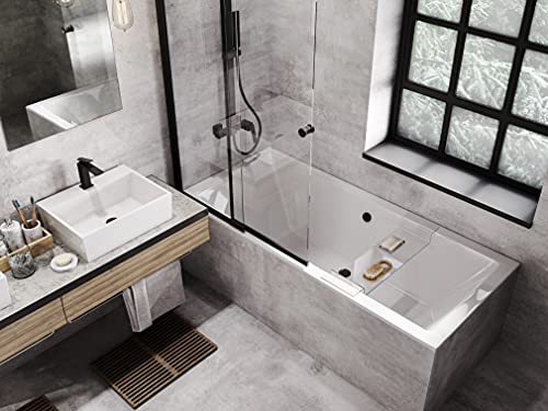 BADLAND Badewanne Original Weiß Acryl Wanne Rechteck QUADRO SLIM 175x80 KOMPLETTSET SET + Füßen und Exklusive Chrom Automatik Ablaufgarnitur Made in EU 3in1