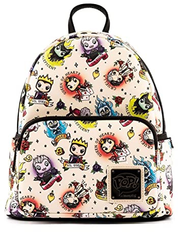 Loungefly Disney Villains Pop Tattoo AOP Women's Standard Mini Backpack, Multicoloured, One Size, Multicolored, Taille unique, Rucksack