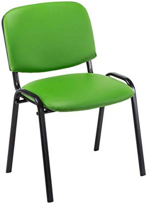 TPFLiving Besucherstuhl Keen Konferenzstuhl mit Hochwertiger Polsterung und Kunstlederbezug I Stapelstuhl mit Robustem Metallgestell und Gepolsterter Rückenlehne/Sitzfläche, Farbe: Grün