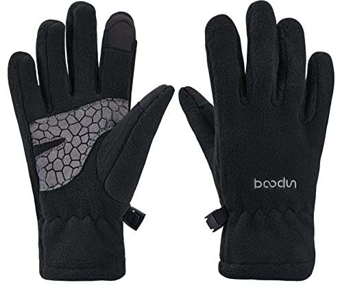 Arcweg Handschuhe Kinder Fleece Warm Laufhandschuhe Winter Gloves rutschfest Fahrradhandschuhe Touchscreen Winterhandschuhe Jungen Mädchen Fingerhandschuhe Camping Laufen Schwarz XL-XXL 9-10 Jahre