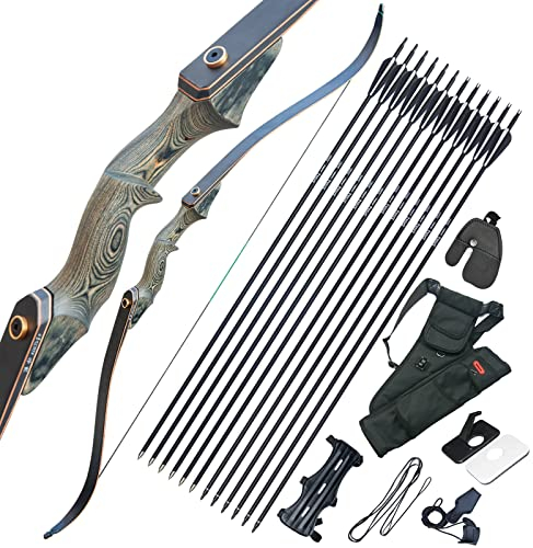 EinMAIQi Recurvebogen 60 Zoll Pfeil und Bogen Set Erwachsene Bogenschießen Bogen und Jagdpfeil Set Rechte Hand 30lb 40lb 50lb 60lb (30 lb)