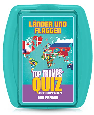Winning Moves Top Trumps Quiz Länder und Flaggen - Geografie Quizspiel für 2+ Spieler ab 8 Jahren mit 500 Fragen in praktischer Box