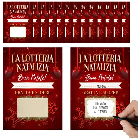 KAÏDENSÏ Tarjetas de Navidad personalizadas – La Lotería Navidad – 12 rasca y descubre idea de regalo de Navidad original – Gadget Ideas regalos divertidos originales – Tarjetas de felicitación