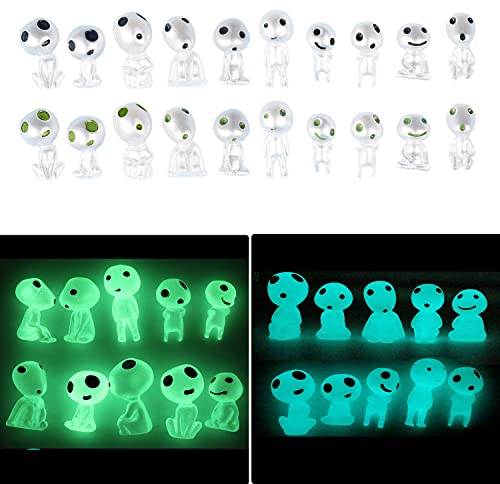 Asaisimg 20 Piezas de Adornos de Árbol de Duendes Luminosos, Figuras Resina para Maceta Que Brillan en la Oscuridad, Estatuillas de Micro Paisaje, Decoración para Jardín